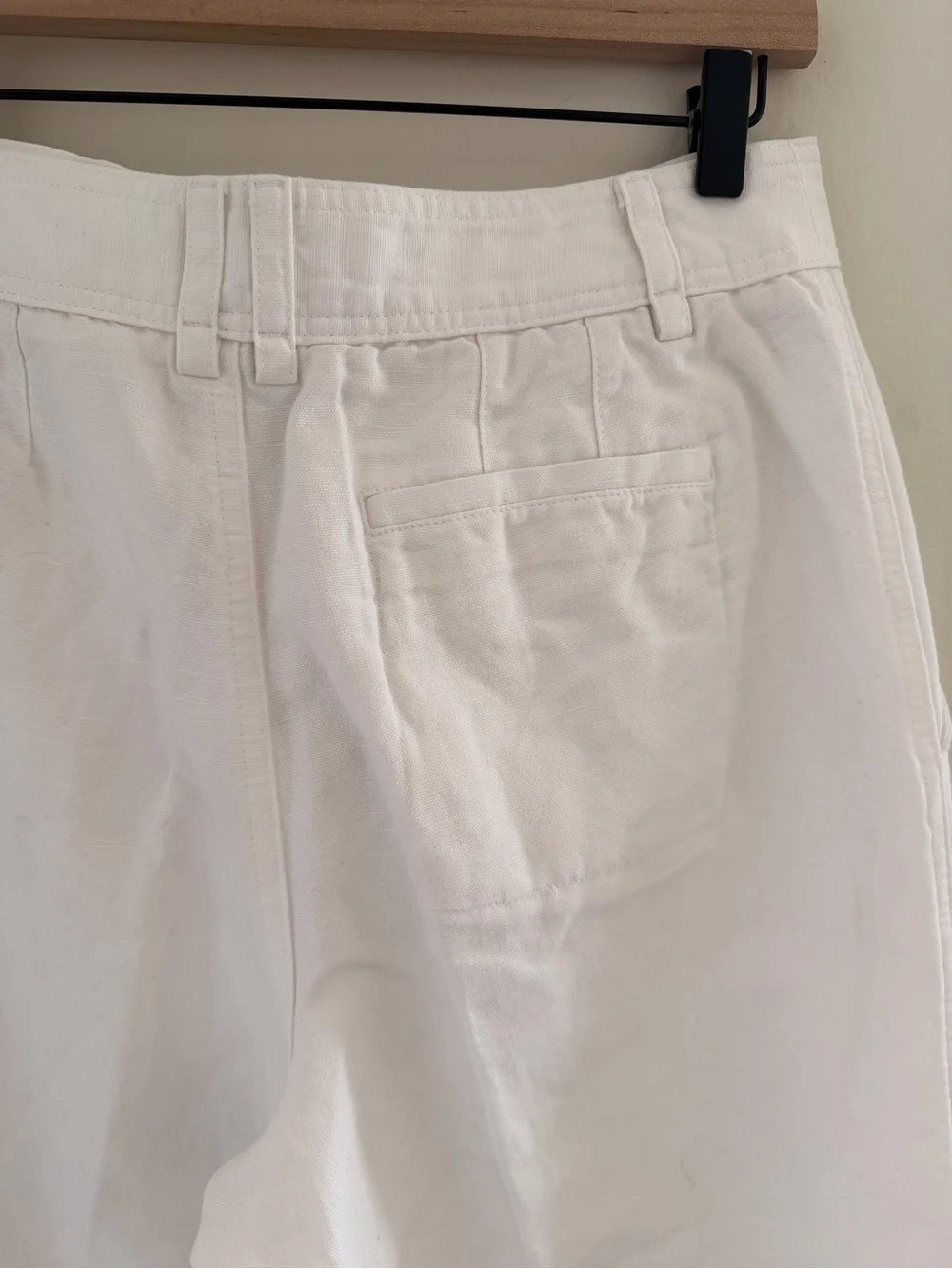 Banana Republic White Cotton Linen Carpenter Wide Leg Utility Pants 10 Petite